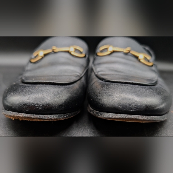 Gucci Brixton Black Leather Collapsible Heel Horse Bit Loafer, 37.5, AS IS - Picture 3 of 12